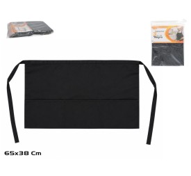 DELANTAL C/3 BOLSILLOS 65X38CM NEGRO