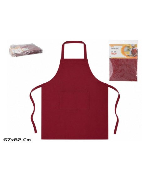 DELANTAL C/BOLSILLO 67X82CM ROJO
