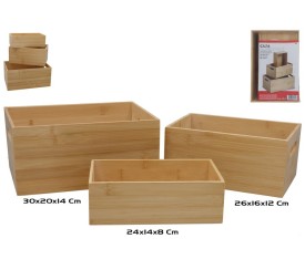 CAJA ALMACENAJE BAMBU X3 30X20X14CM