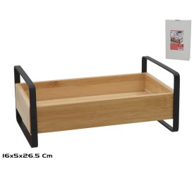ESTANTE ALMACENAJE BAMBU Y METAL 25.4X15.6X10CM