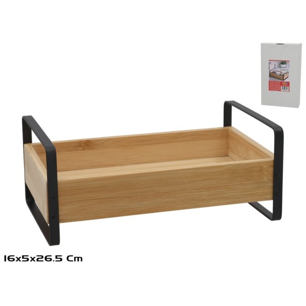 ESTANTE ALMACENAJE BAMBU Y METAL 25.4X15.6X10CM