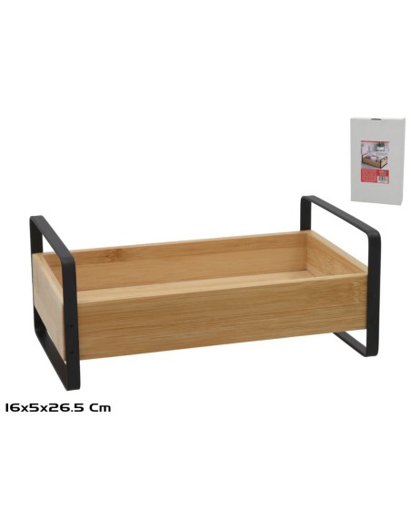 ESTANTE ALMACENAJE BAMBU Y METAL 25.4X15.6X10CM