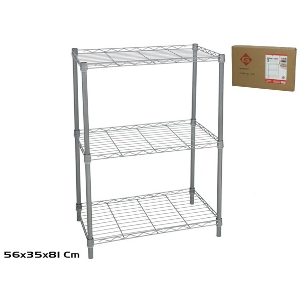 ESTANTERIA CROMADA 3 BALDAS 56X35X81CM