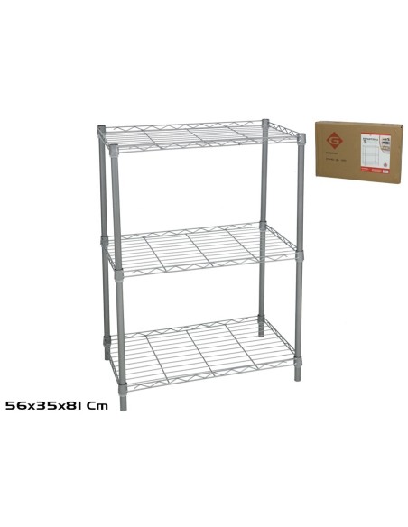 ESTANTERIA CROMADA 3 BALDAS 56X35X81CM