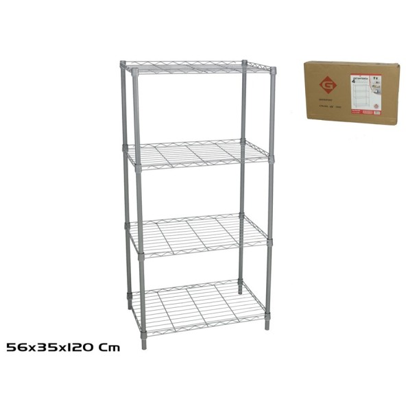 ESTANTERIA CROMADA 4 BALDAS 56X35X120CM