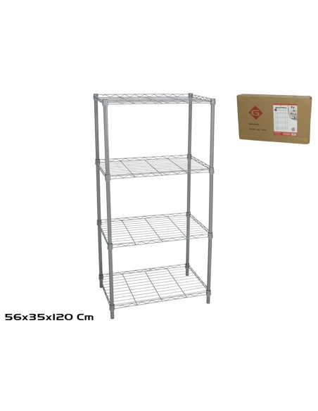 ESTANTERIA CROMADA 4 BALDAS 56X35X120CM