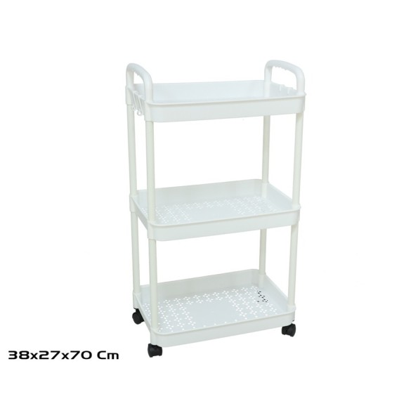 CARRO ALMACENAJE 3 NIVELES PP 38X27X70CM
