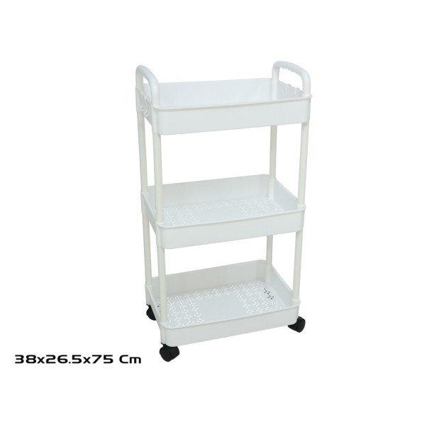 CARRO ALMACENAJE 3 NIVELES PP 38X26.5X75CM