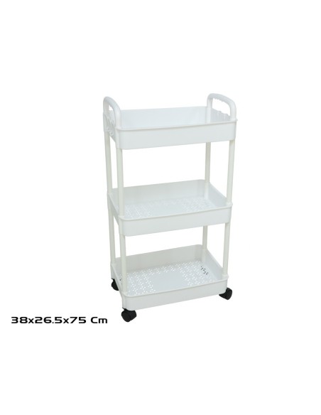 CARRO ALMACENAJE 3 NIVELES PP 38X26.5X75CM