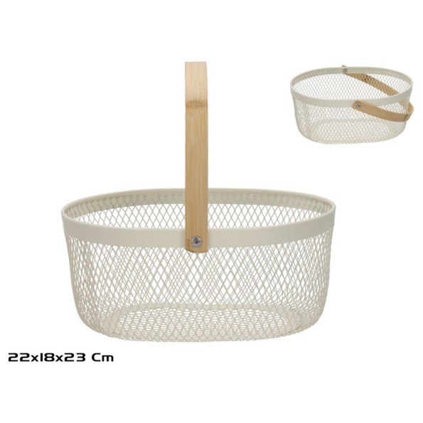 CESTA MALLA ASA BAMBU 22X18X23CM