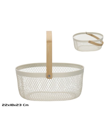 CESTA MALLA ASA BAMBU 22X18X23CM