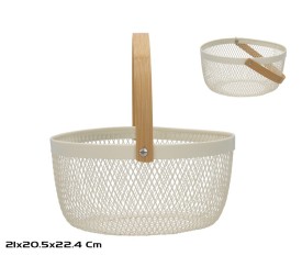 CESTA MALLA ASA BAMBU 21X20.5X22.4CM