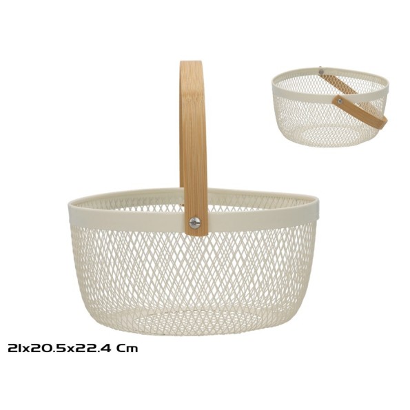 CESTA MALLA ASA BAMBU 21X20.5X22.4CM