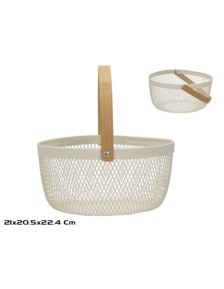 CESTA MALLA ASA BAMBU 21X20.5X22.4CM