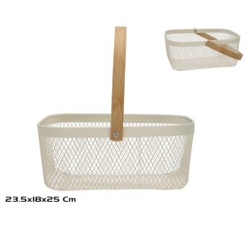 CESTA MALLA ASA BAMBU 23.5X18X25CM