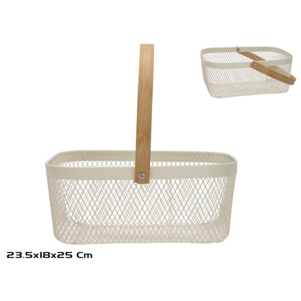 CESTA MALLA ASA BAMBU 23.5X18X25CM