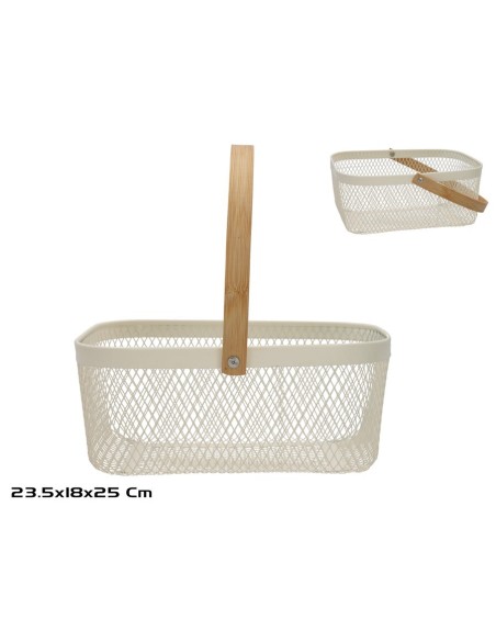 CESTA MALLA ASA BAMBU 23.5X18X25CM