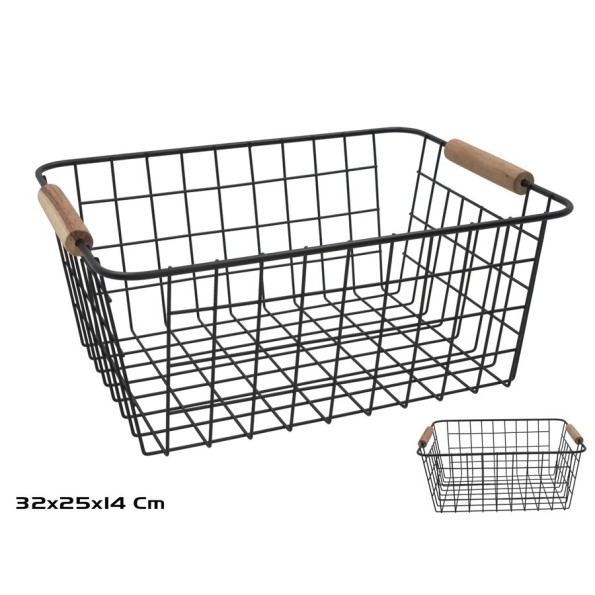 CESTA METAL C/ ASAS 32X25X14CM