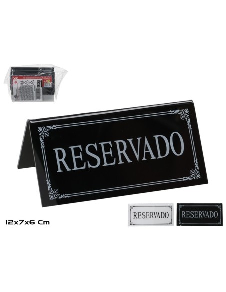 PLACA RESERVADO 12X6CM