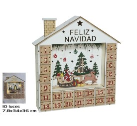 CALENDARIO ADVIENTO C/10 LUCES 34X36X7.8CM NIX