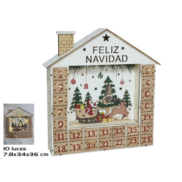 CALENDARIO ADVIENTO C/10 LUCES 34X36X7.8CM NIX