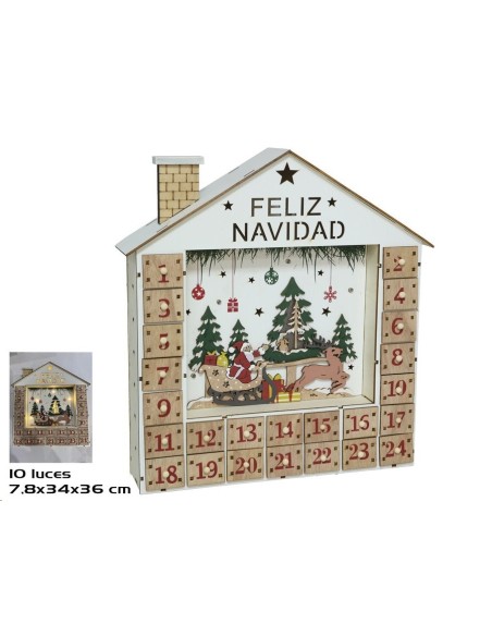 CALENDARIO ADVIENTO C/10 LUCES 34X36X7.8CM NIX