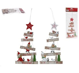 COLGANTE ARBOL C/ SANTAS Y ESTRELLA 2 SURT 24,5X13