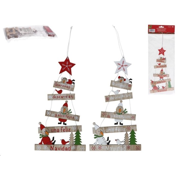 COLGANTE ARBOL C/ SANTAS Y ESTRELLA 2 SURT 24,5X13