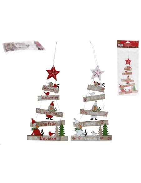 COLGANTE ARBOL C/ SANTAS Y ESTRELLA 2 SURT 24,5X13