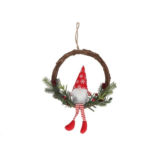 CORONA COLGANTE CON PAPA NOEL 25X7X37CM