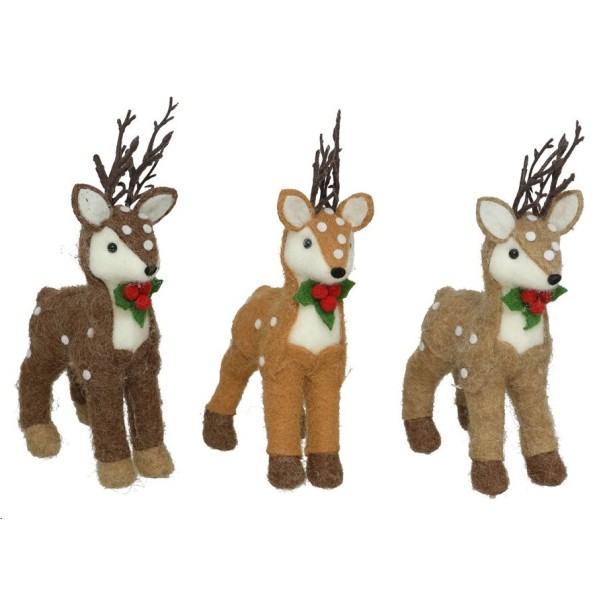 CIERVO NAVIDAD TELA 3 STD. 12X7X24CM