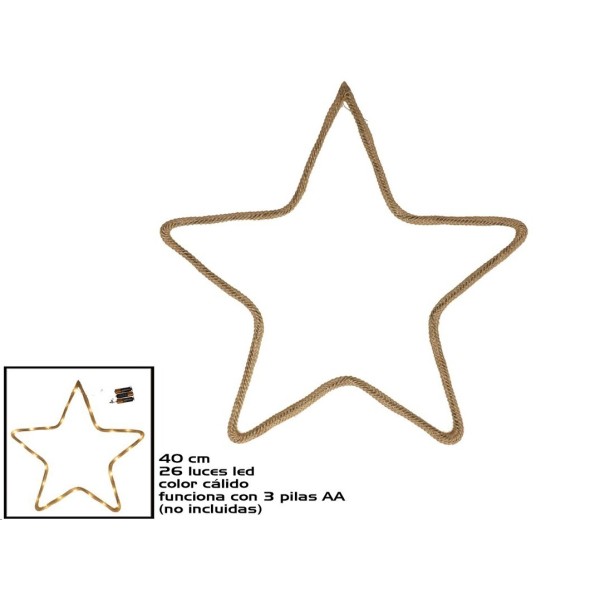 ESTRELLA CUERDA C/26 LUCES 40CM