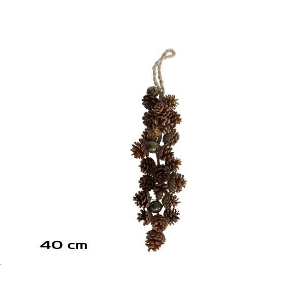 GUIRNALDA 22 PIÑAS C/CASCABEL 40CM NATURAL