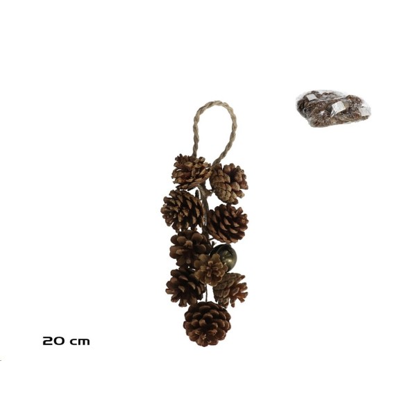 GUIRNALDA 9 PIÑAS C/CASCABEL 20CM NATURAL