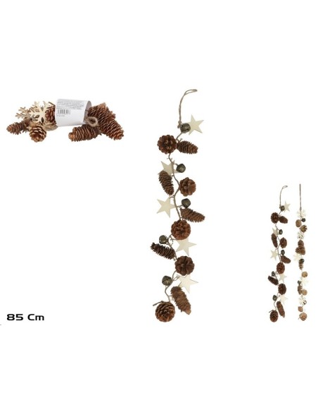 GUIRNALDA PIÑA C/ESTRELLAS 85CM NATURAL