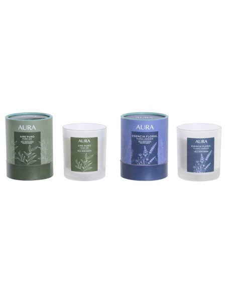VELA CERA DE SOJA 8X8X10,5 200 GR. AURA 2 SURT.