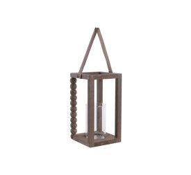 PORTAVELA MADERA CRISTAL 16X16X30 MARRON