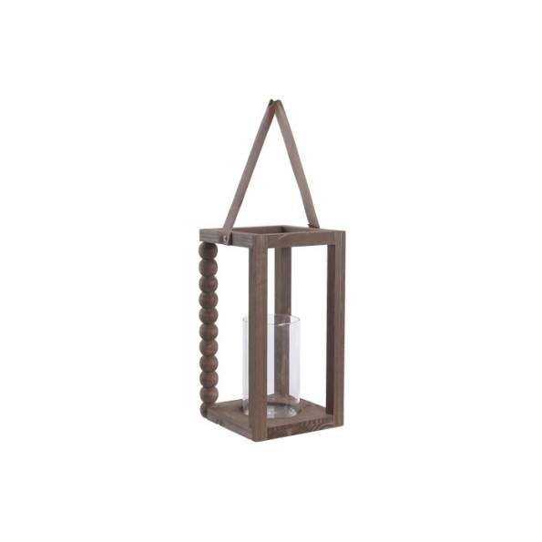 PORTAVELA MADERA CRISTAL 16X16X30 MARRON