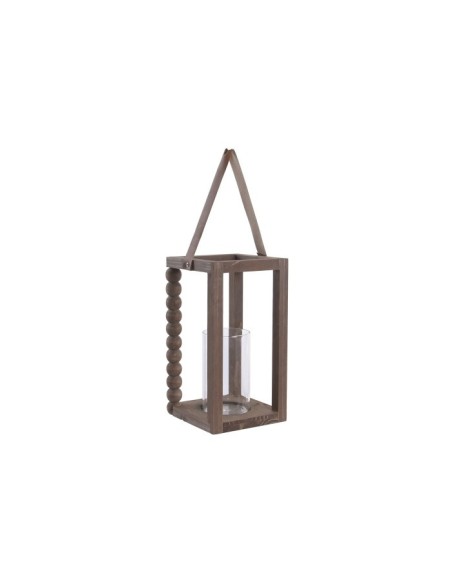 PORTAVELA MADERA CRISTAL 16X16X30 MARRON