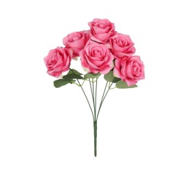 RAMO ROSAS SATIN  X 6-43 CM (FUCSIA)