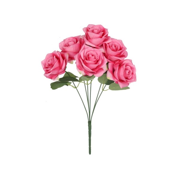 RAMO ROSAS SATIN  X 6-43 CM (FUCSIA)
