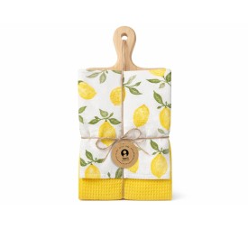 PAÑO SET 3 ALGODON MADERA DE PINO 40X70 LIMONES