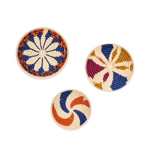 DECORACION PARED SET 3 SEAGRASS 55X6X55 AZUL