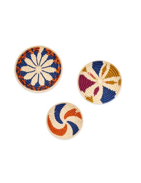 DECORACION PARED SET 3 SEAGRASS 55X6X55 AZUL