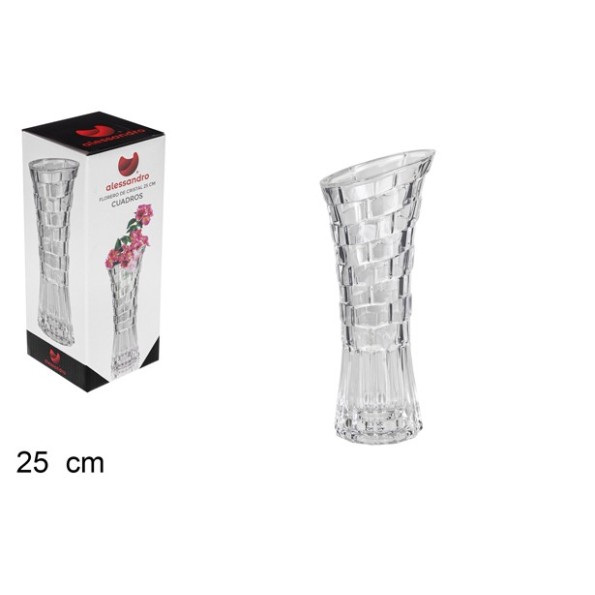 FLORERO CRISTAL CUADROS 25CM