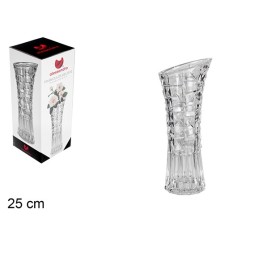 FLORERO CRISTAL TRIANGULOS RELIEVE 25CM