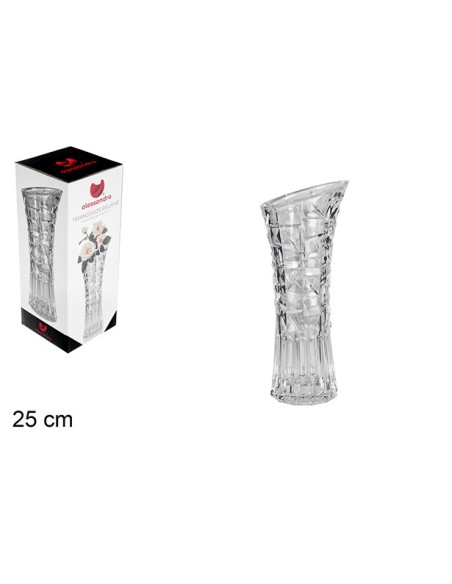 FLORERO CRISTAL TRIANGULOS RELIEVE 25CM