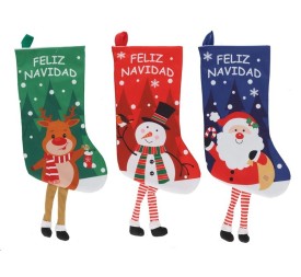 COLGANTE CALCETIN 2D FELIZ NAVIDAD 44X24CM 3STD