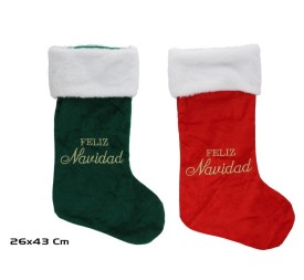 CALCETIN BORDADO FELIZ NAVIDAD 2STD 26X43CM