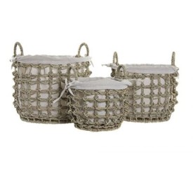 CESTA SET 3 FIBRA METAL 36X36X31 BEIGE